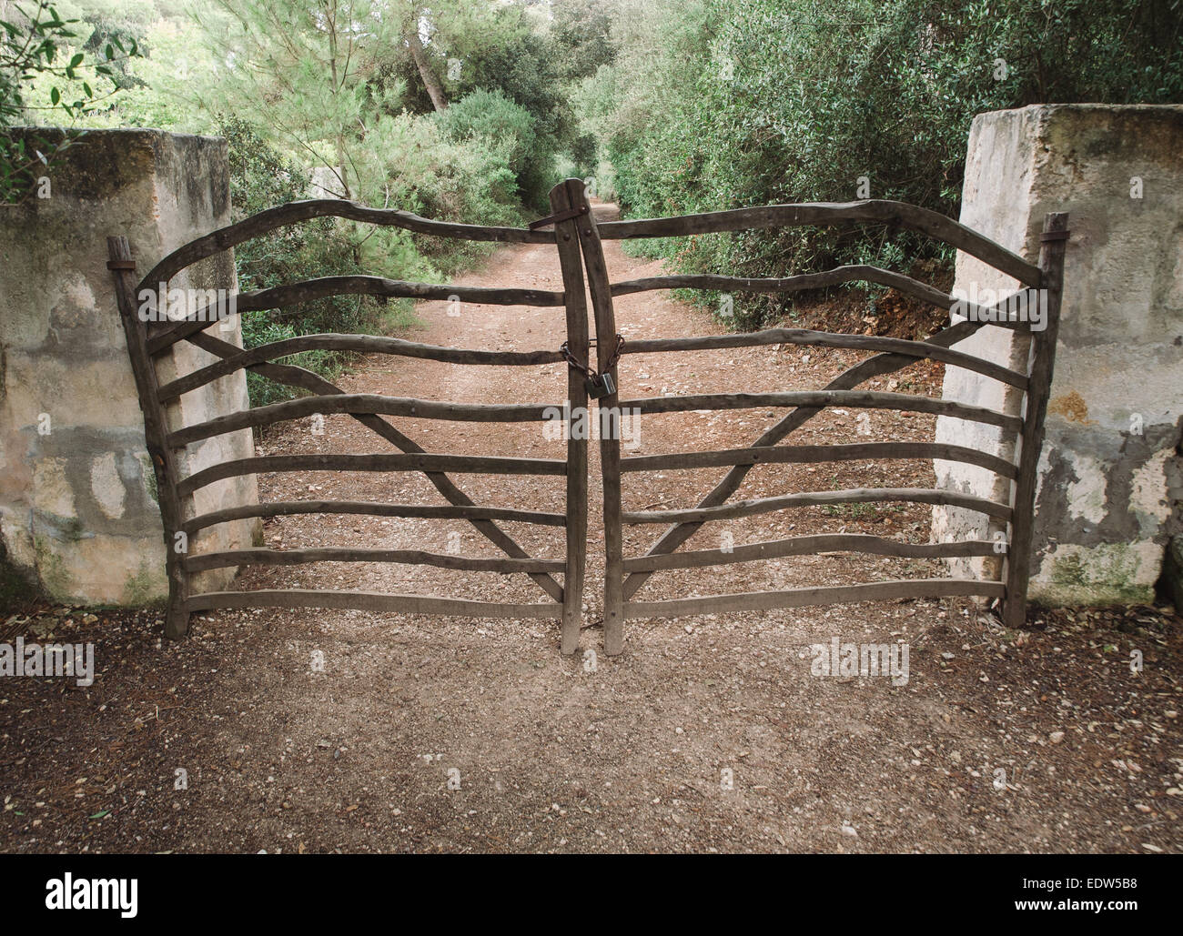 Acebuche barrier. A typical door of Menorca island. Stock Photo