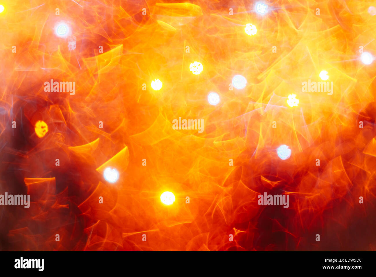 Red Yellow Street Christmas Lights Out Of Focus Abstract Background