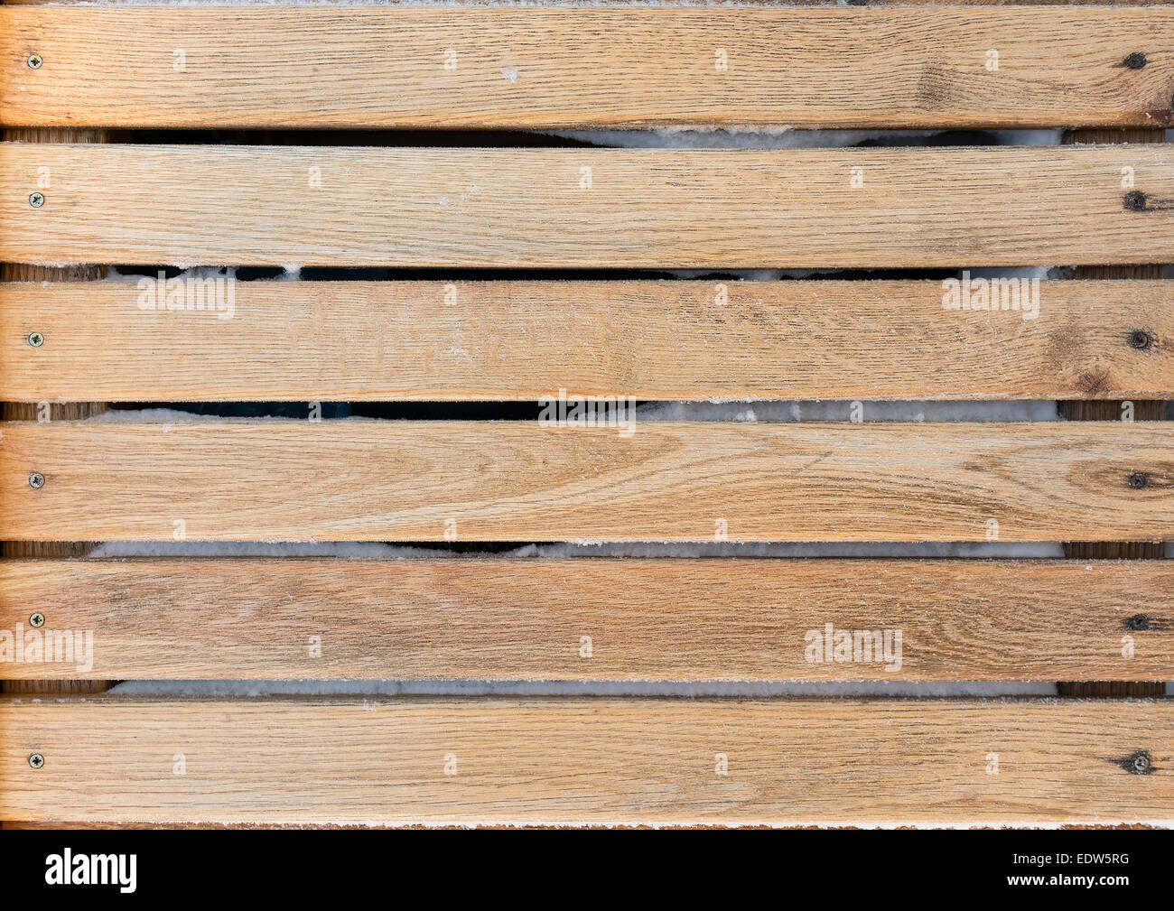 Frozen wooden oak lath board background Stock Photo