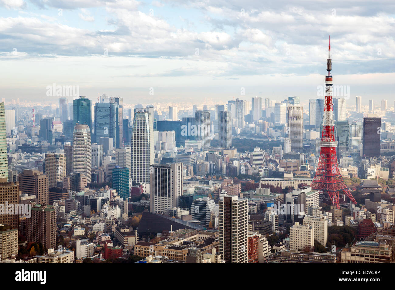Tokyo Tower with skyline in Japan Stock Photo