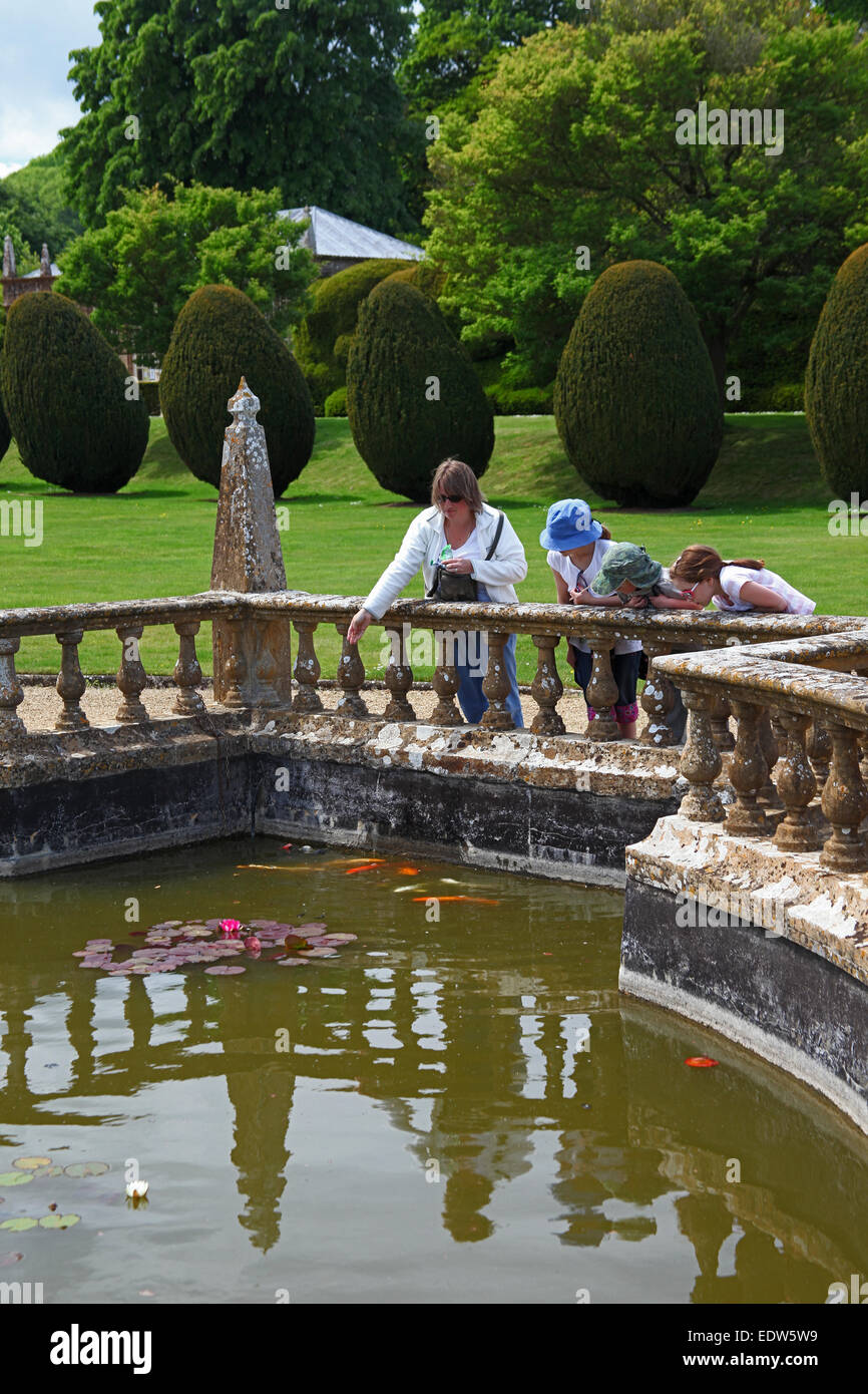Watching the goldfish in the fountain at Montacute House, nr Yeovil