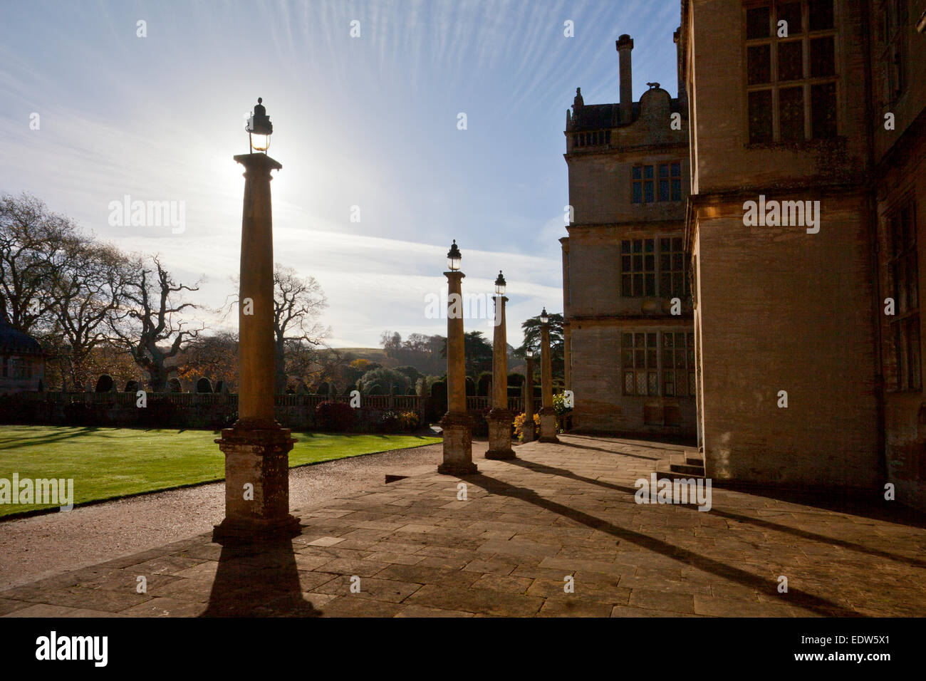 Sunshine and shadows on the east front of Montacute House, nr Yeovil, Somerset, England, UK Stock Photo