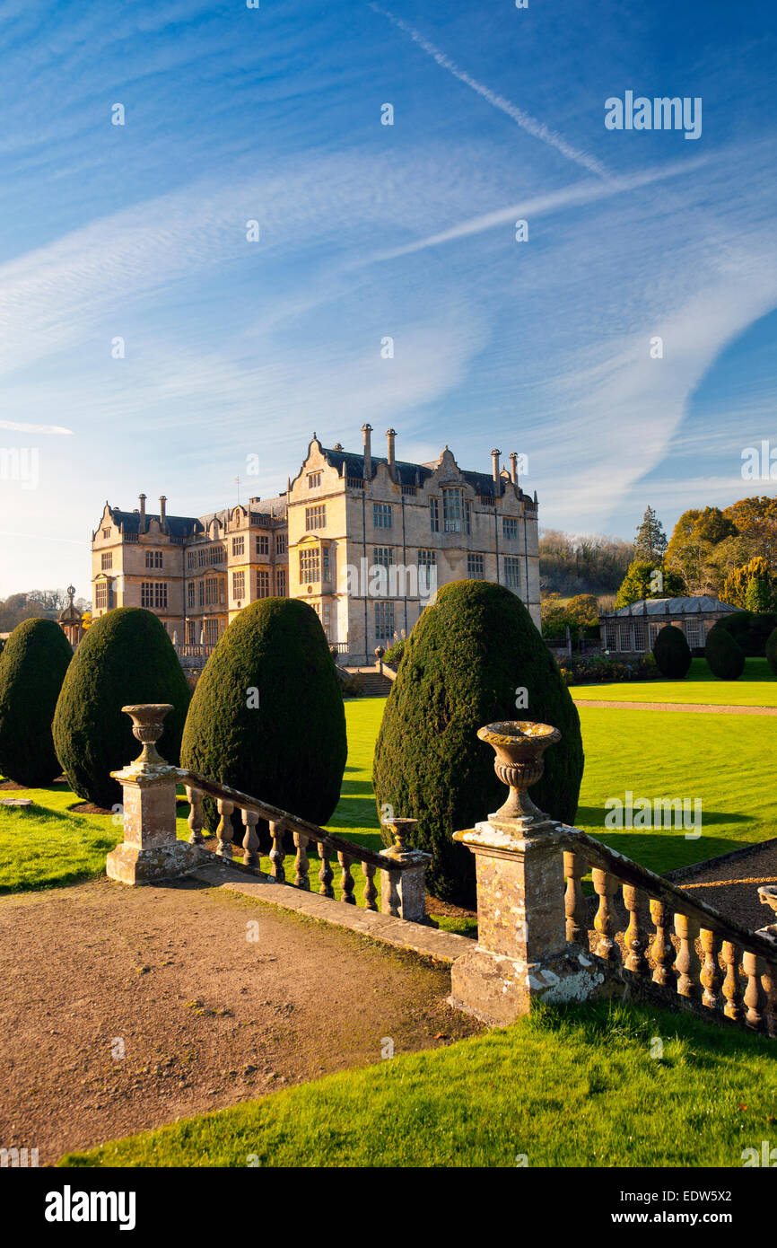 The gardens with autumn colour at Montacute House nr Yeovil, Somerset