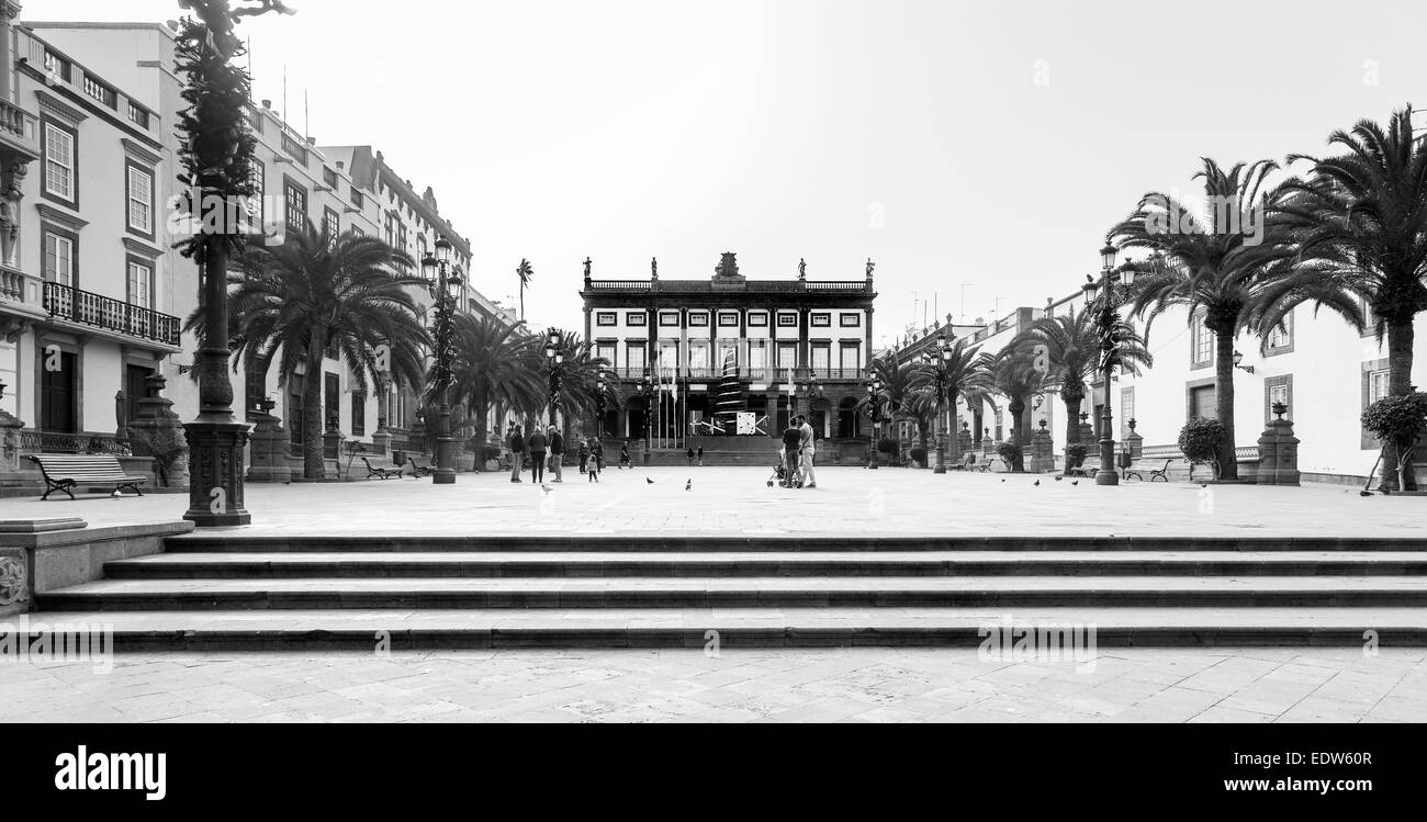Palm trees gran canaria canary Black and White Stock Photos & Images ...