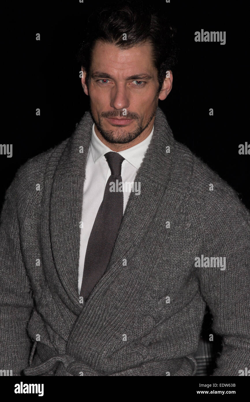 The Old Sorting Office, London UK. 10th January 2015. David Gandy attends the Lou Roach Catwalk show at London Collections: Men Autumn Winter 2015. Credit:  Chris Yates/Alamy Live News Stock Photo