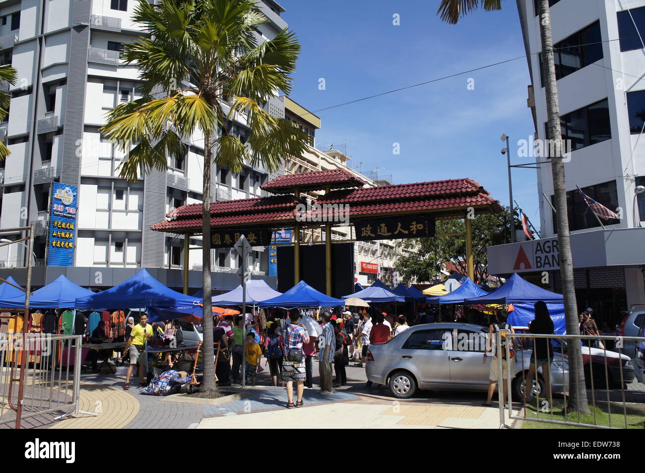 Sunday morning market at Chinatown, Gaya street, Kota Kinabalu, Sabah Stock Photo
