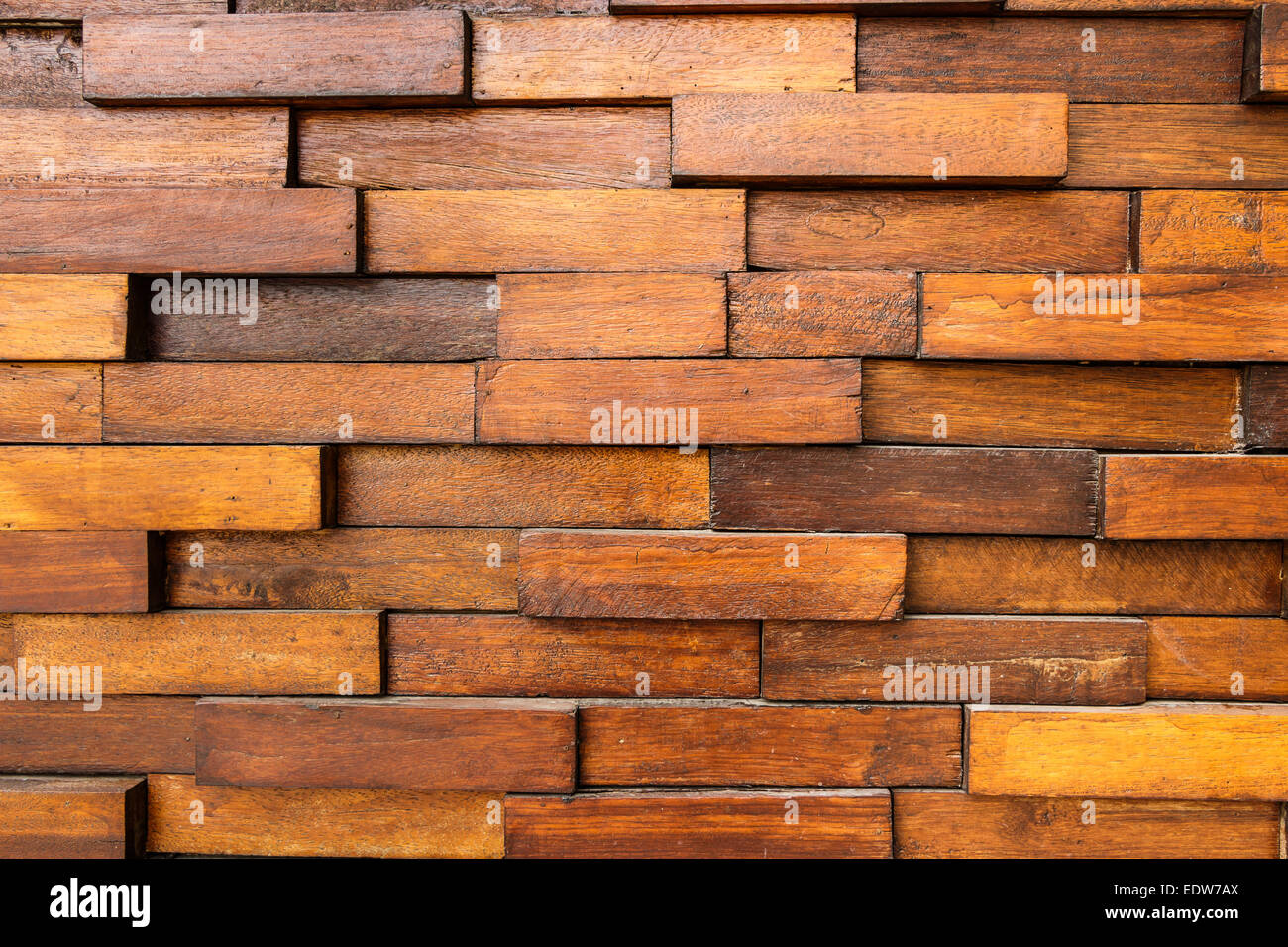 texture of old wooden wall and square wood overlap Stock Photo