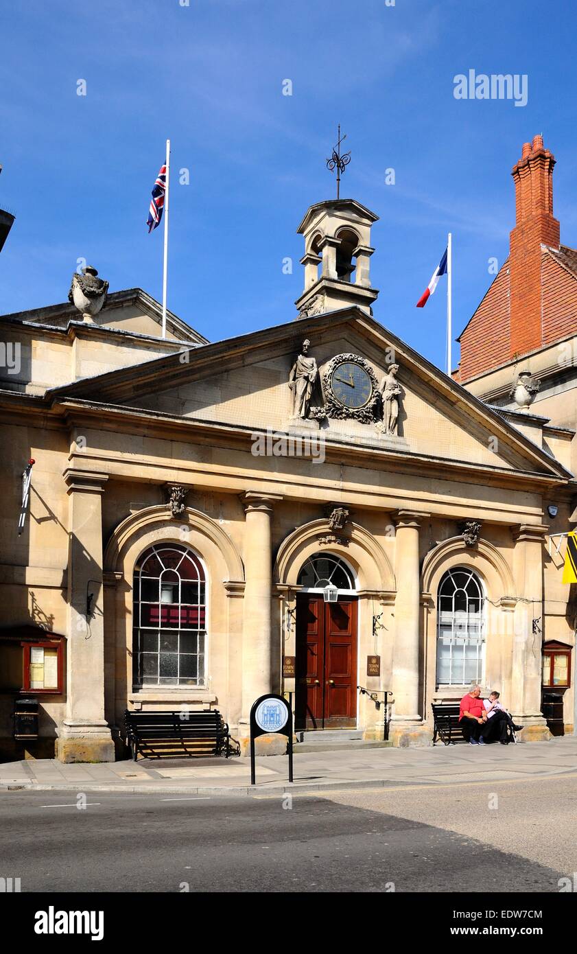 View of the Town hall along the High Street, Tewkesbury