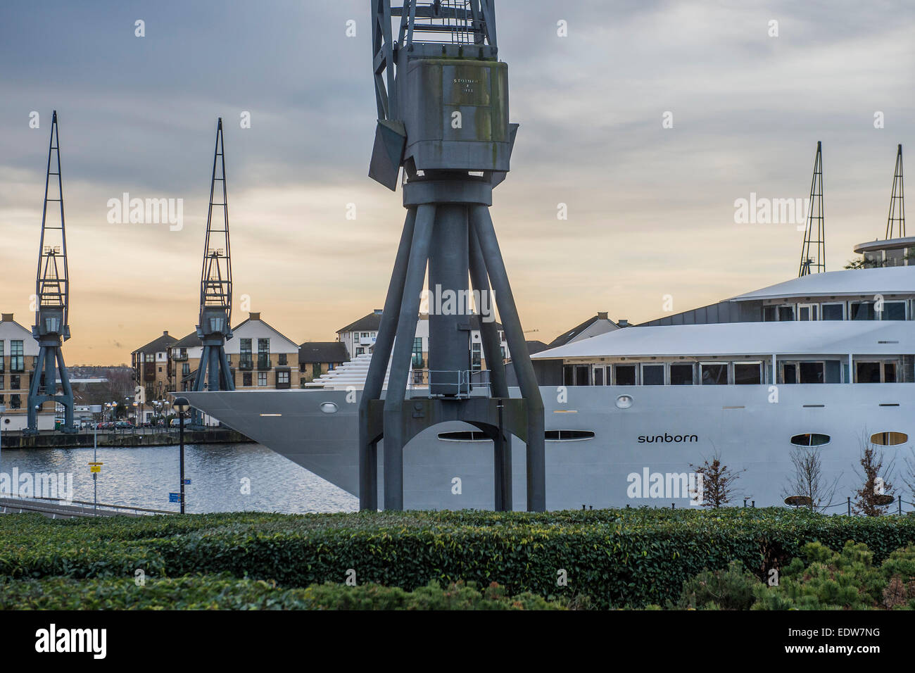 A floating hotel, outside in the dock. The CWM FX London Boat Show