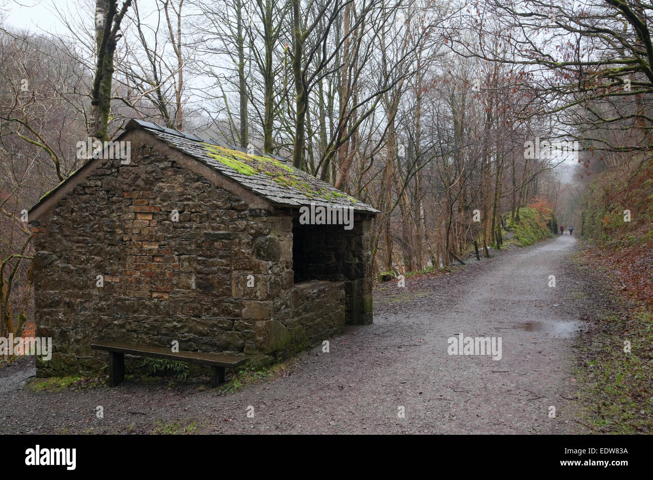 Old brick shed on the disused railway track near Keswick ...