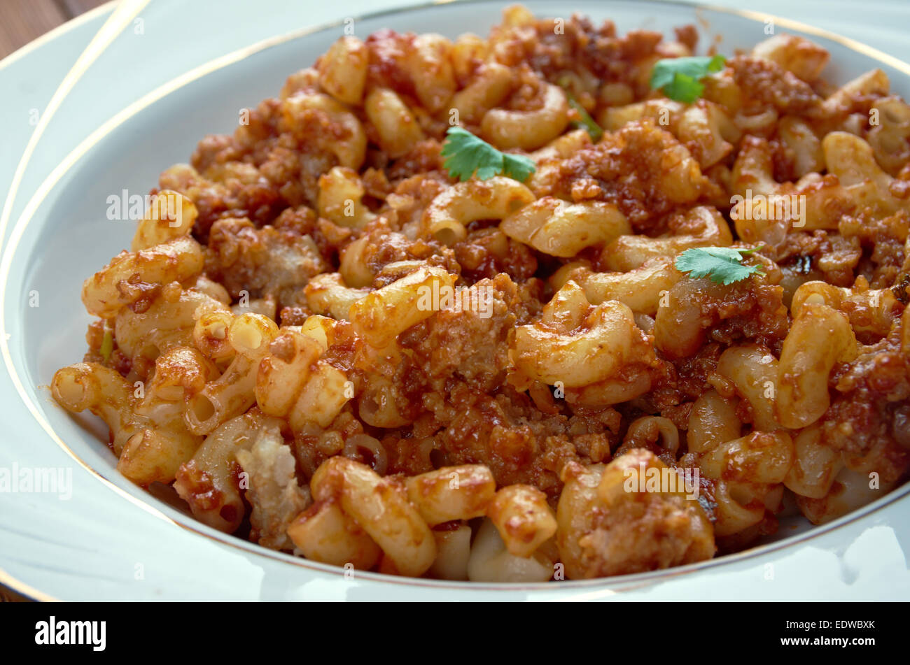 American goulash dish baked as a casserole american pasta,beef as tomato sauce Stock Photo Alamy