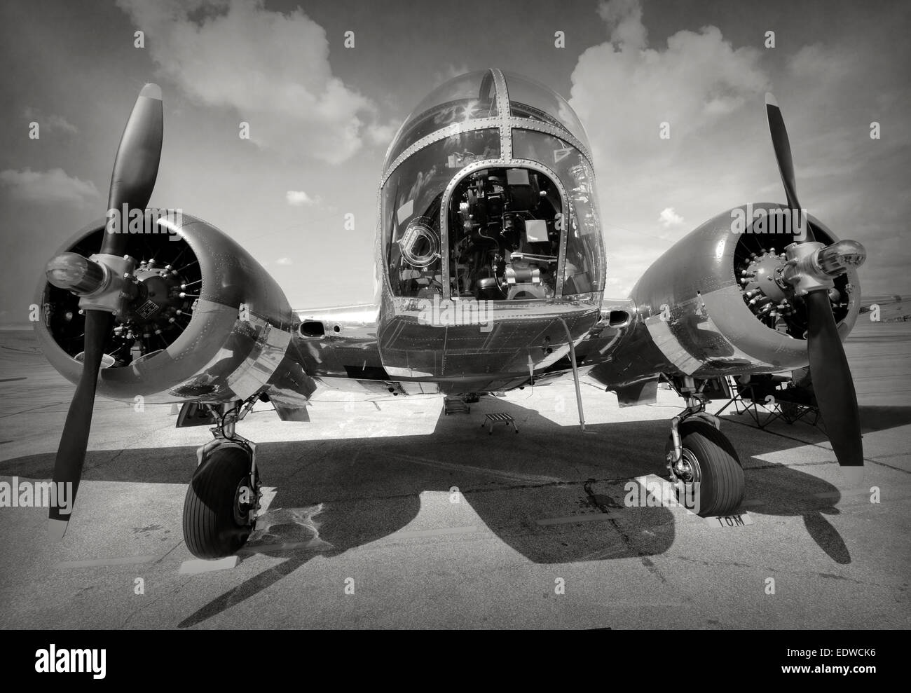 World War II era propeller bomber on the ground front view Stock Photo ...