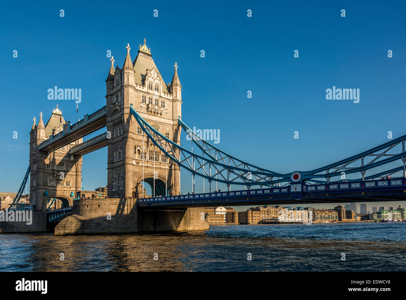 Tower Bridge is a famous landmark, an iconic suspension bridge spanning the River Thames in London Stock Photo