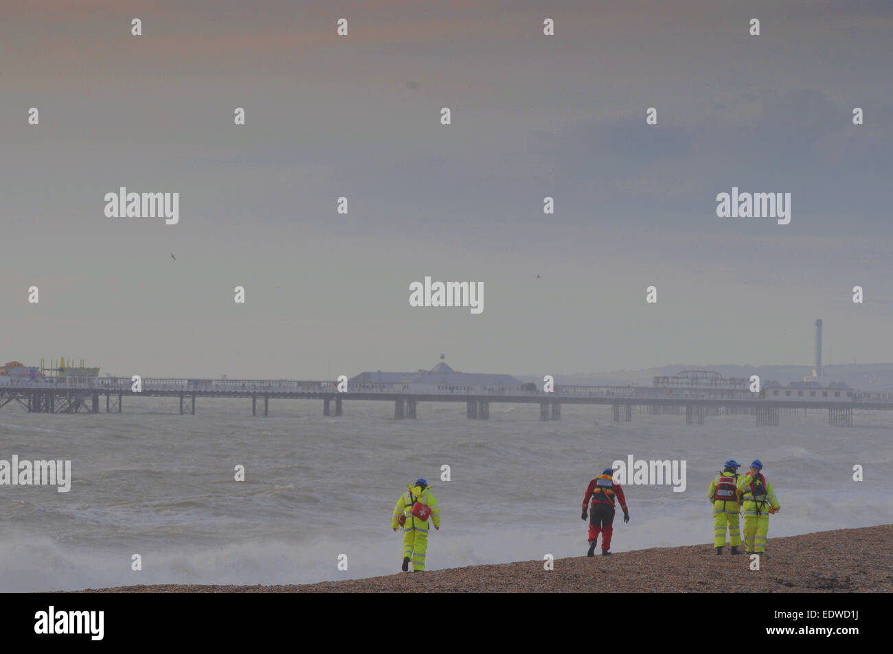 Brighton, East Sussex, UK. 10th January, 2015. 14:30 in the afternoon as Coastguard search continues along the coast for two young men Stock Photo