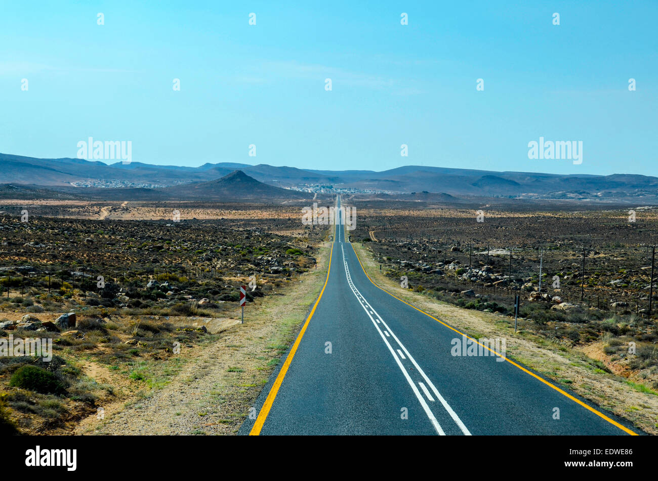 An empty road in the Namibian desert Stock Photo