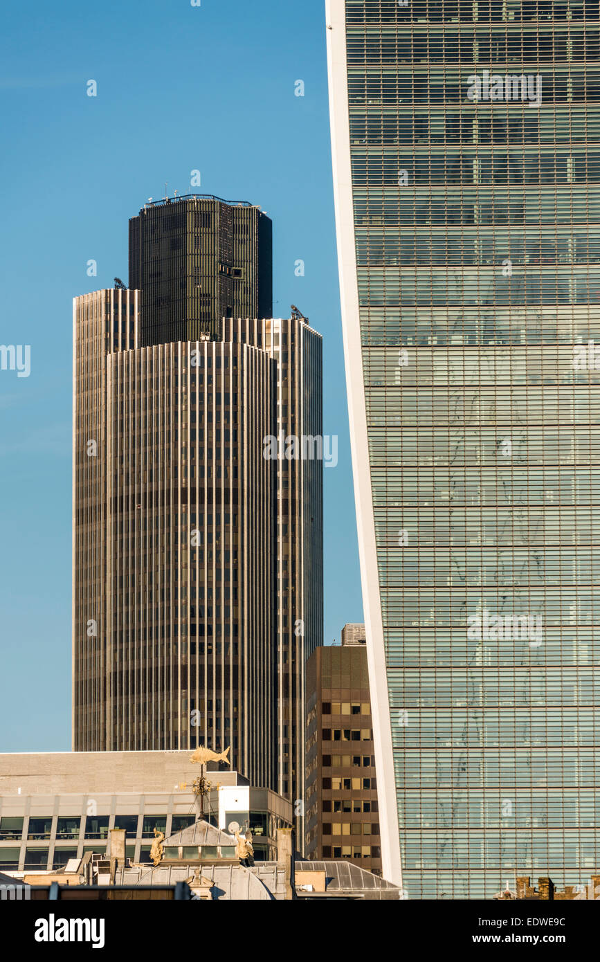 Tower 42, formerly known as NatWest Tower is eclipsed by the Walkie-Talkie building in the City of London Stock Photo