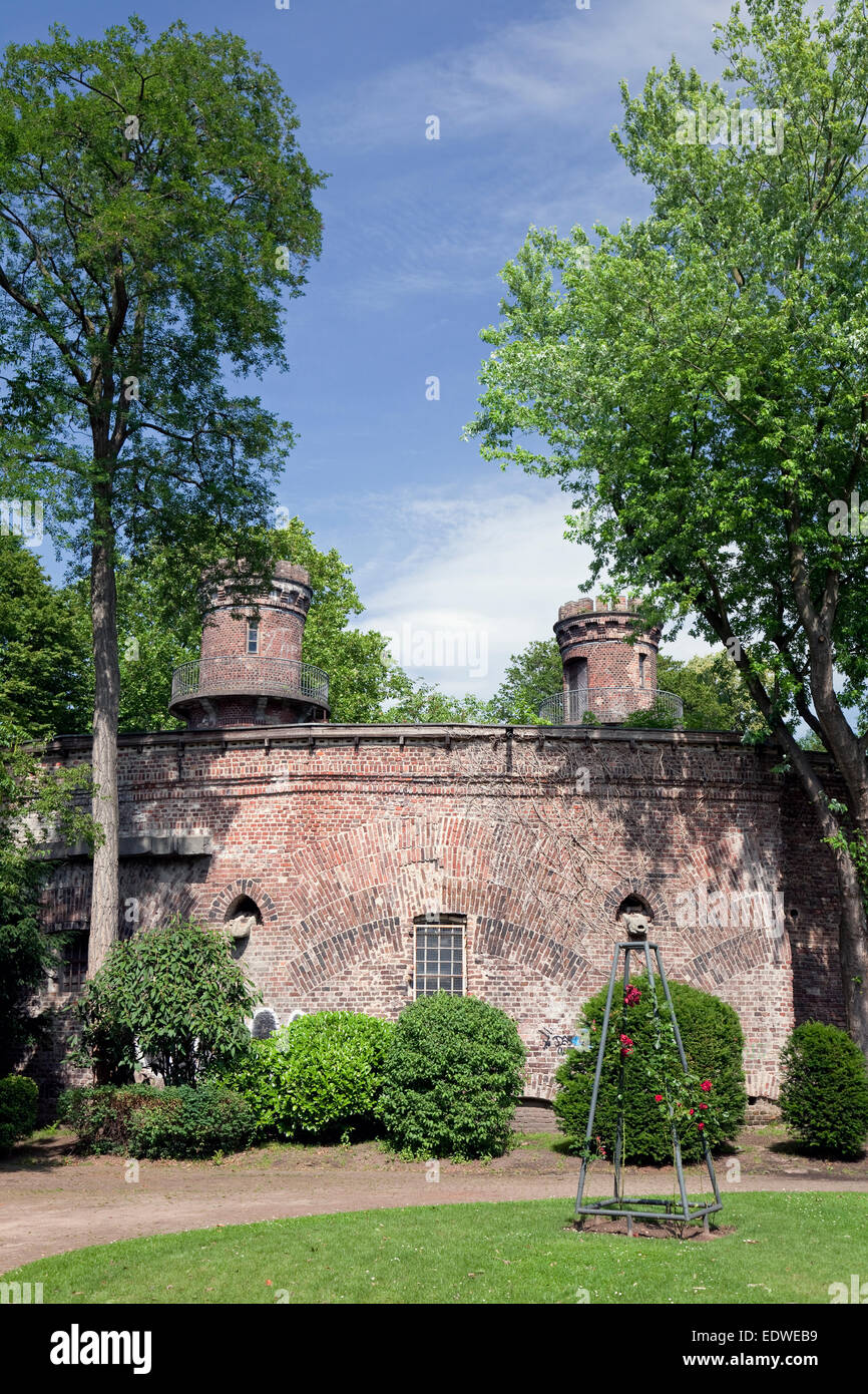 Historic Prussian Fort and Rose Garden, Volksgarten, Cologne, Rhine-Westphalia, Germany Stock Photo