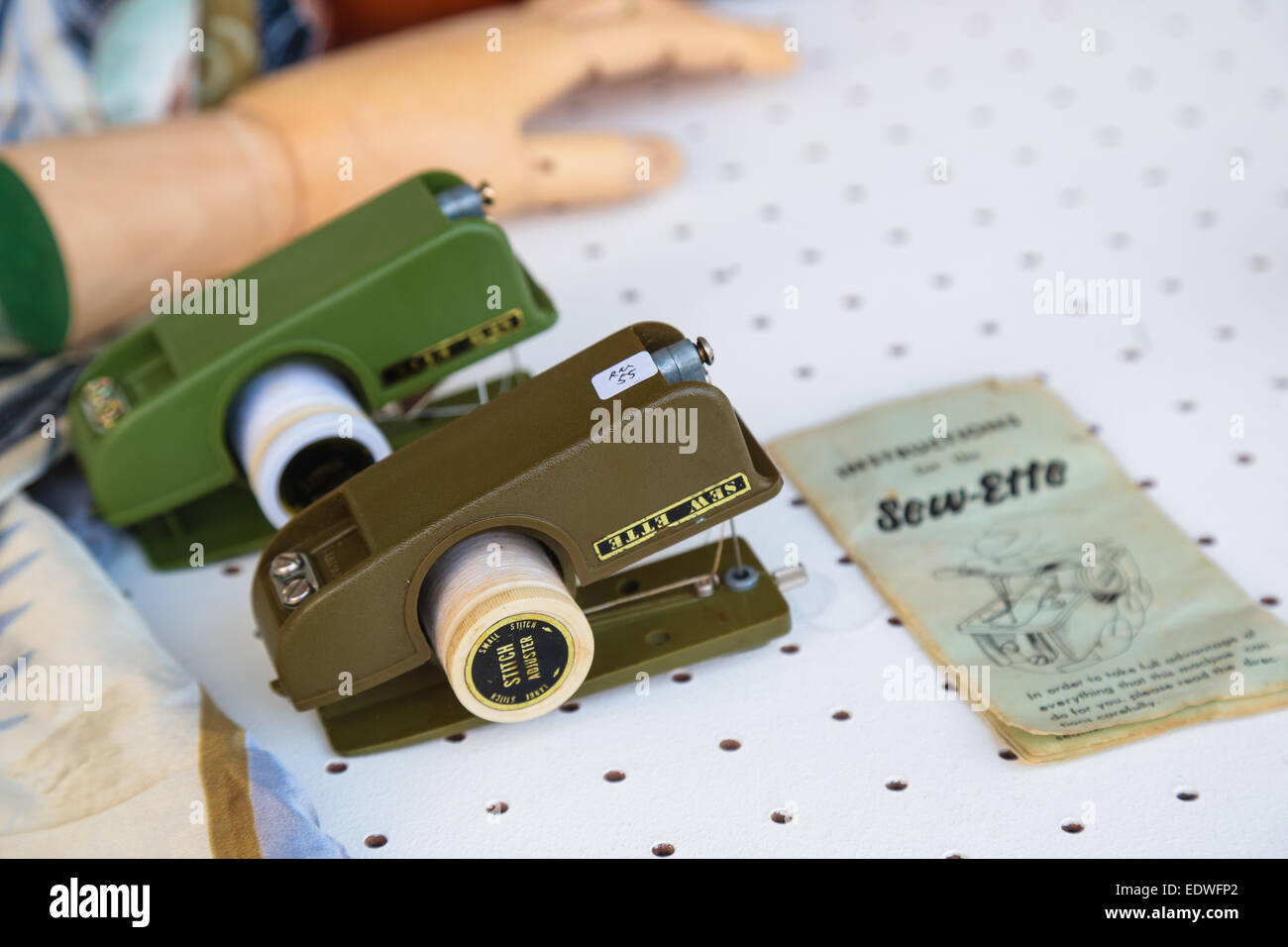 Antique manual mini sewing machine Stock Photo Alamy