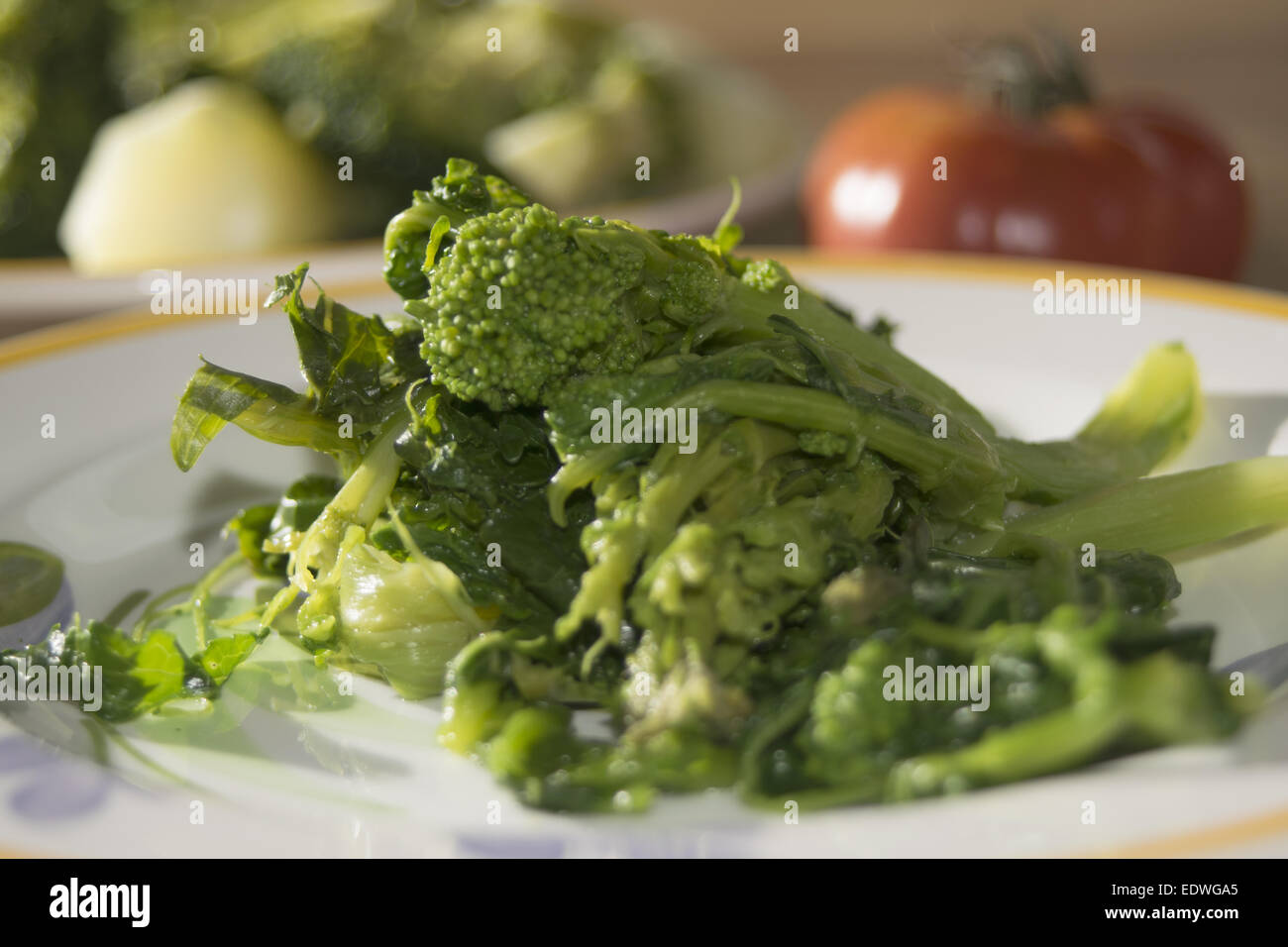 tasty Italian speciality: stewed turnip greens Stock Photo