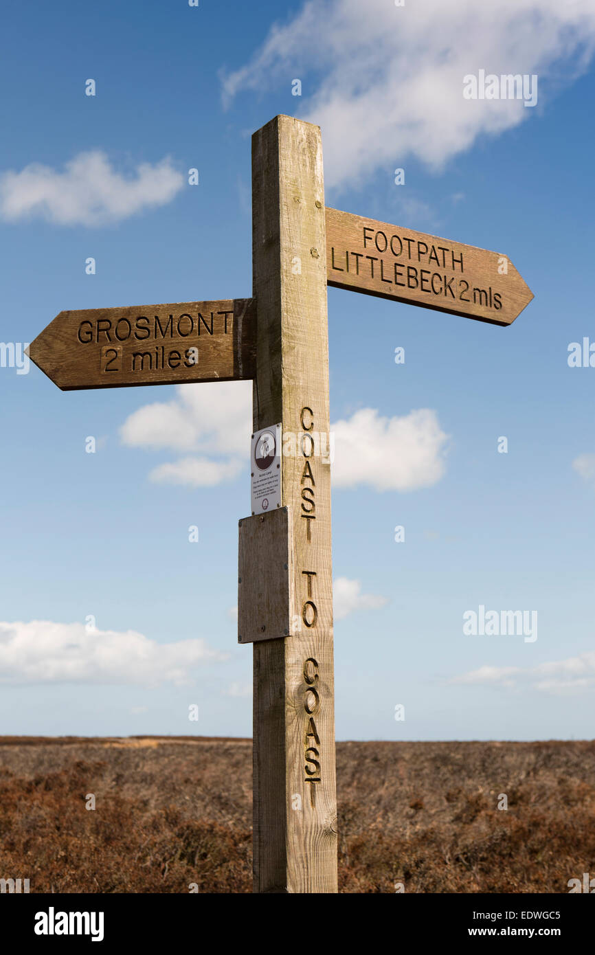 UK, England, Yorkshire, Grosmont, North Yorkshire Moors Coast To Coast long distance footpath sign Stock Photo