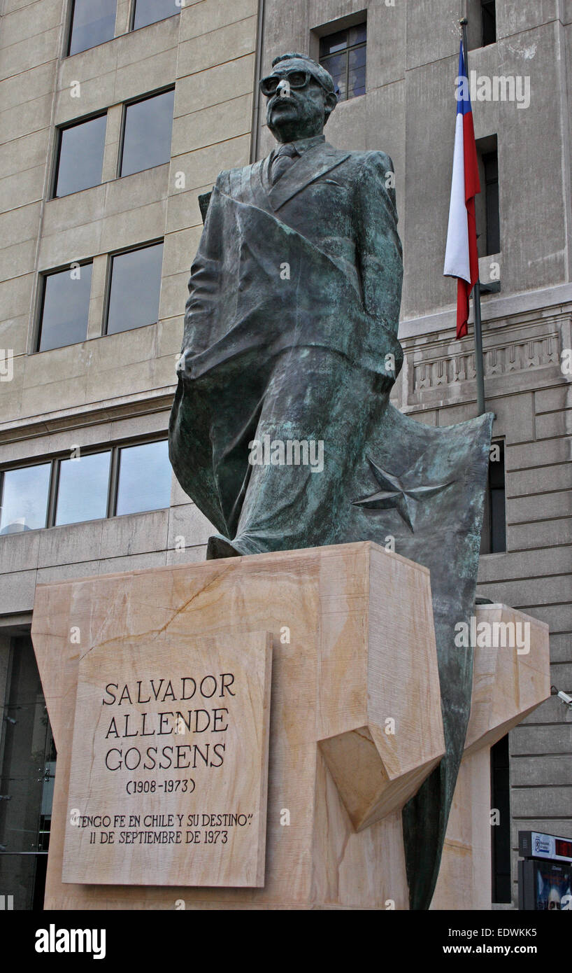 The statue of the Chilean president Salvador Allende, in Santiago, Chile. Stock Photo