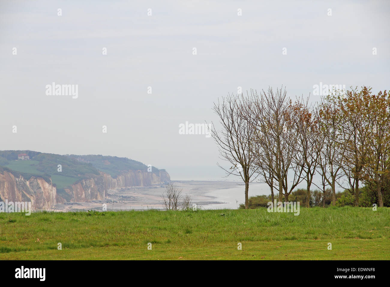 Pebble beach and shoreline at the Alabaster Coast in Dieppe, France Stock Photo