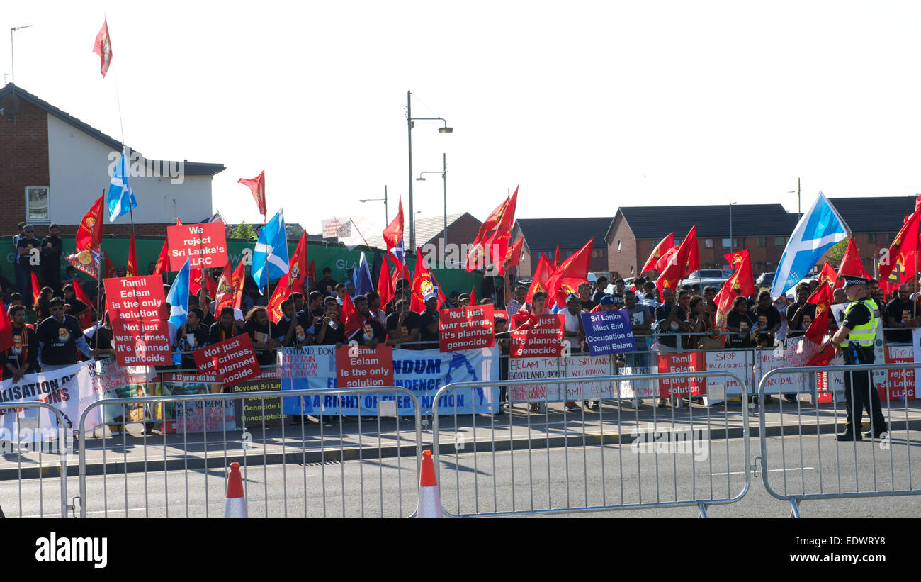 Commonwealth Games Protested Sri Lankan Tamils protest near Parkhead Stadium before the opening ...