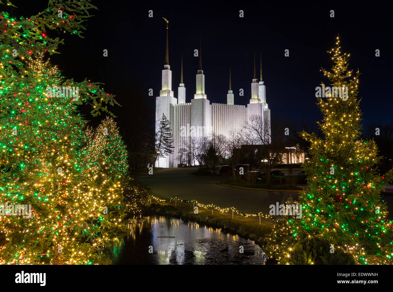 Christmas lights at Washington DC Temple or Church of Jesus Christ of