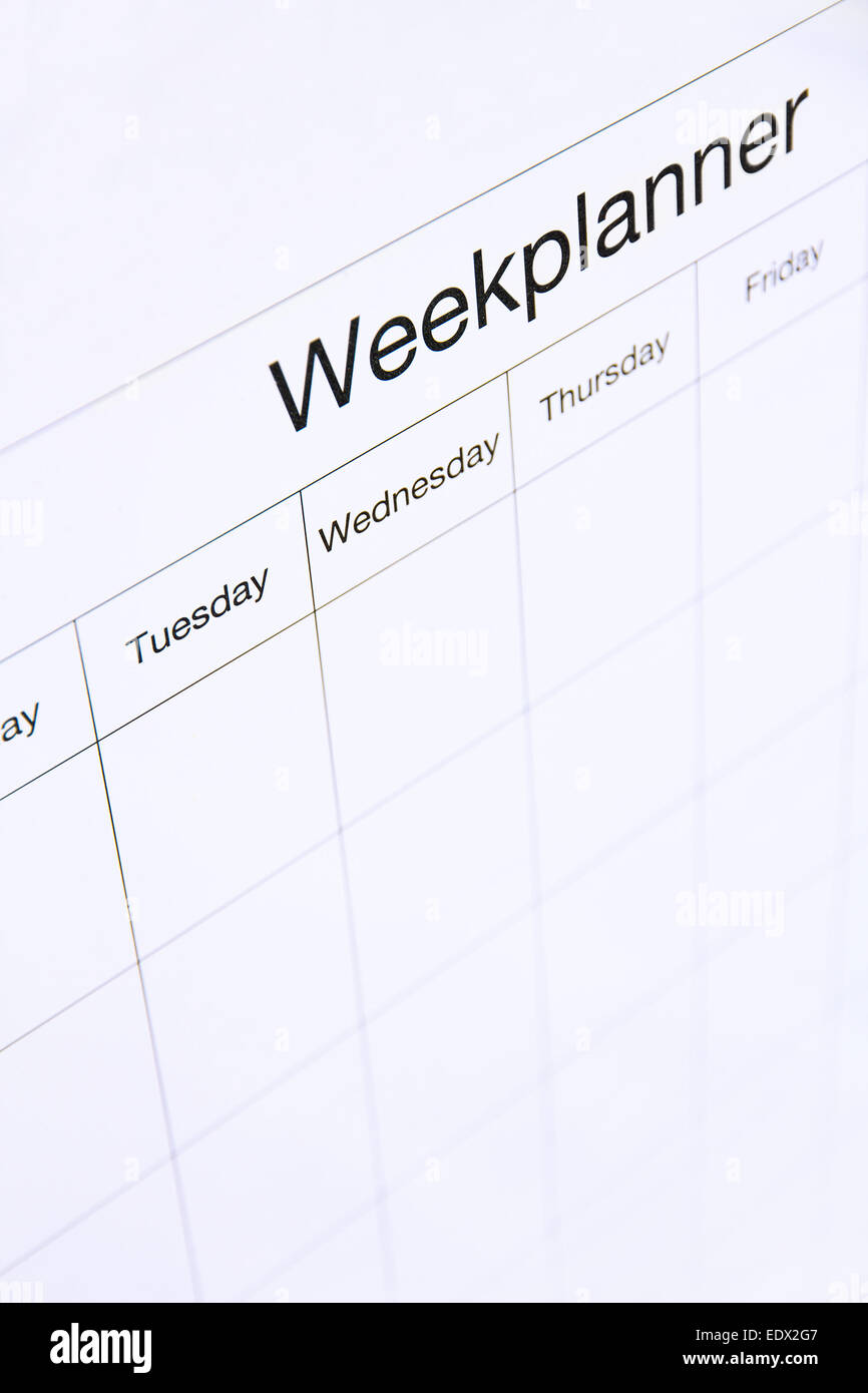 week planner board Stock Photo - Alamy