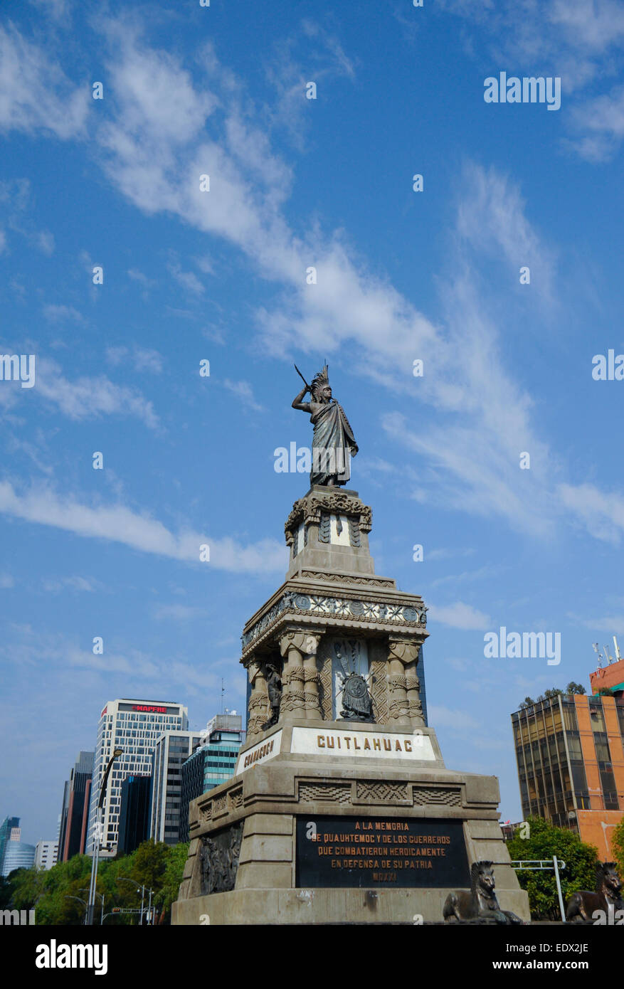 Cuauhtemoc monument statue on the Paseo de la Reforma, Mexico City