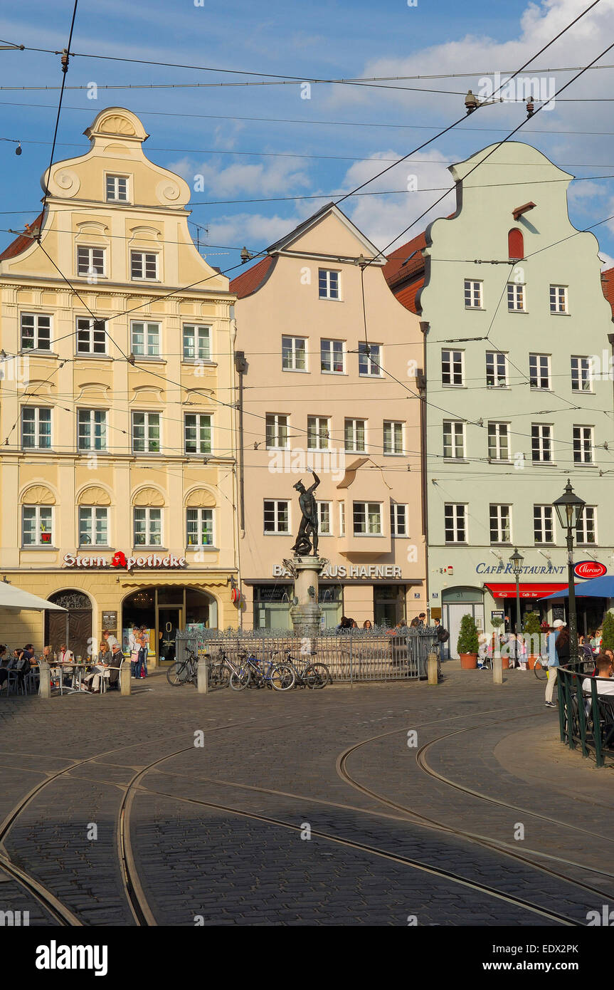Augsburg, Moritzplatz, Market square, Maximilianstrasse, Maximilian street, Romantische Strasse, Romantic Road, Swabia Stock Photo