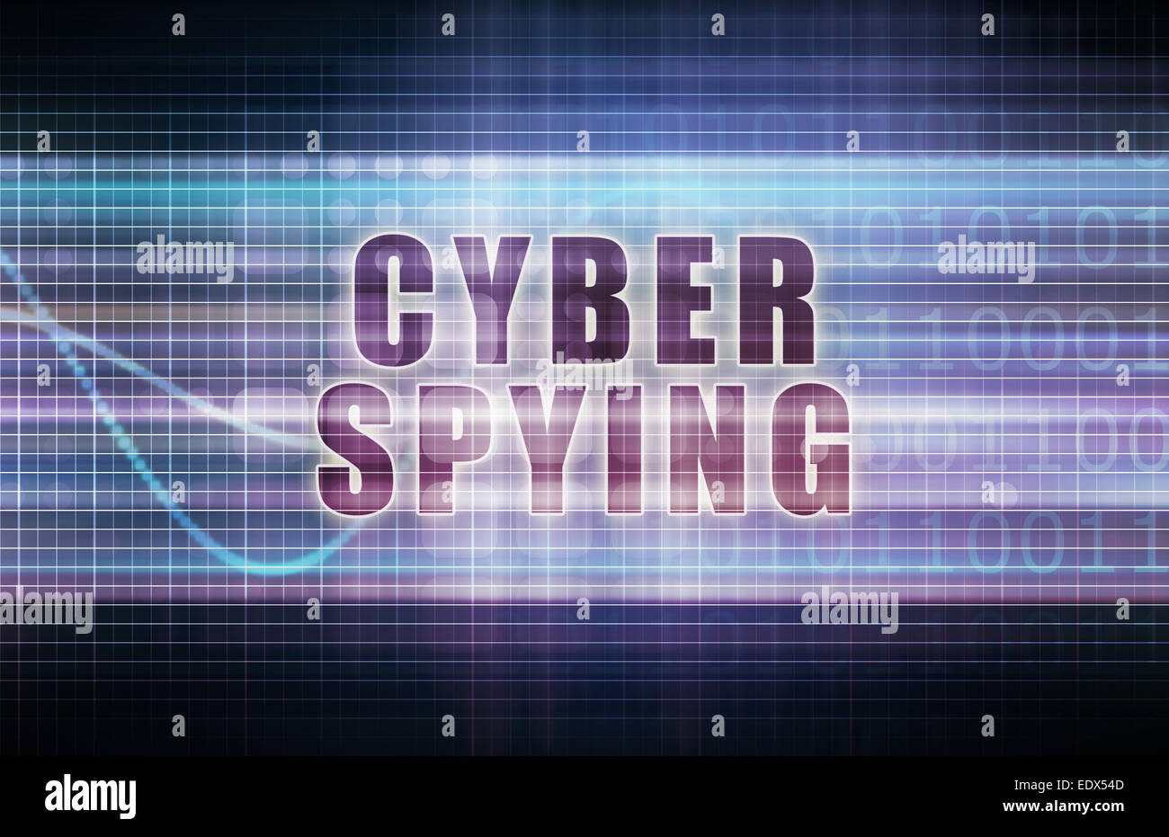 Cyber Spying on a Tech Business Chart Art Stock Photo