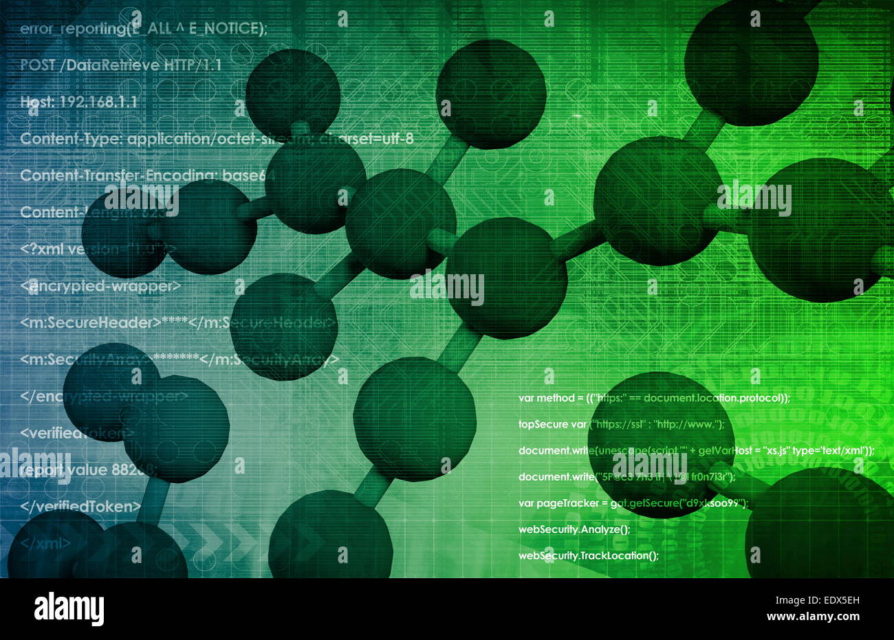 Molecular Biology and the Digital Science as a Art Stock Photo