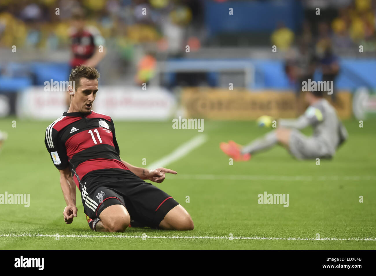 2014 FIFA World Cup semi-final match - Brazil v Germany (1-7) held at Belo Horizonte  Featuring: Miroslav Klose Where: Belo Horizonte, Brazil When: 08 Jul 2014 Stock Photo