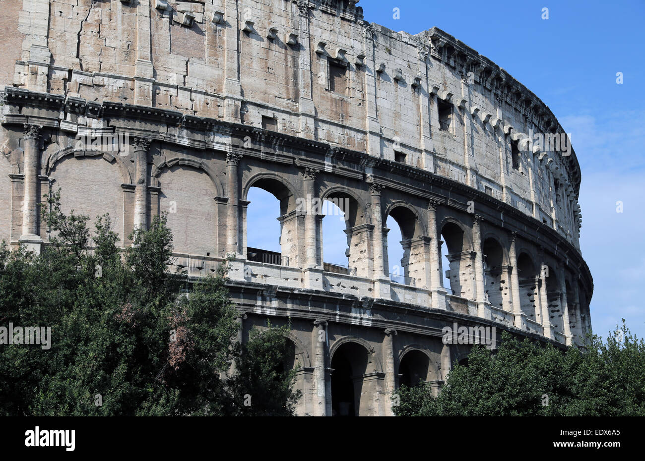 The outside of the Roman Colloseum. Stock Photo