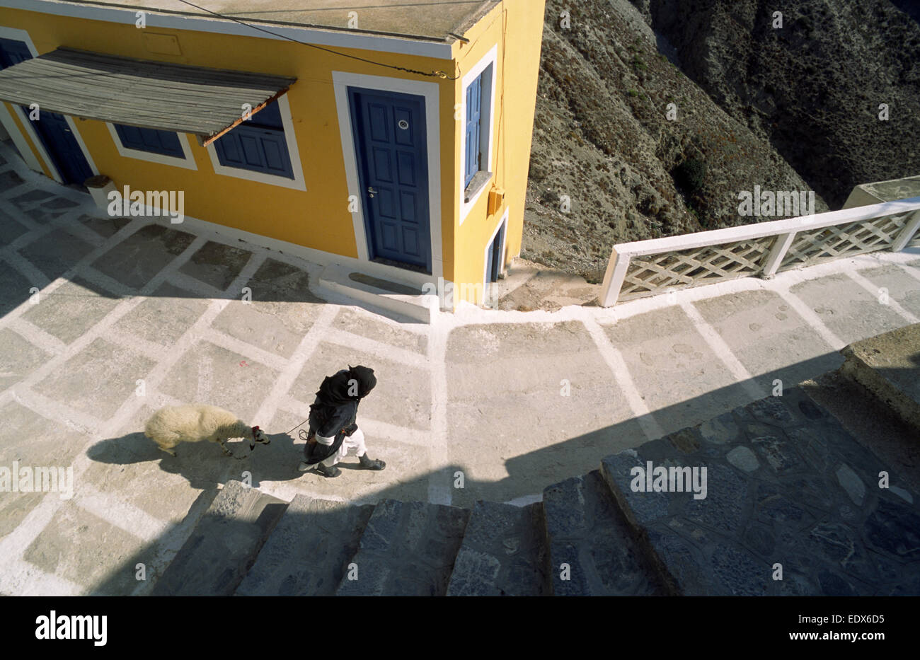 Greece, Dodecanese Islands, Karpathos, Olympos, greek woman wearing traditional clothes Stock Photo