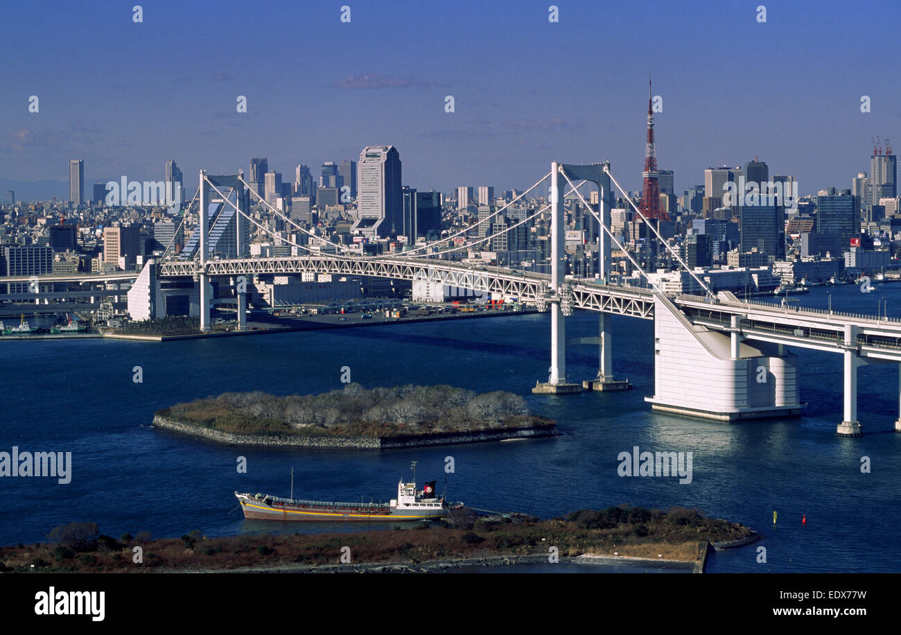 Japan Tokyo Odaiba Rainbow Bridge Stock Photo Alamy