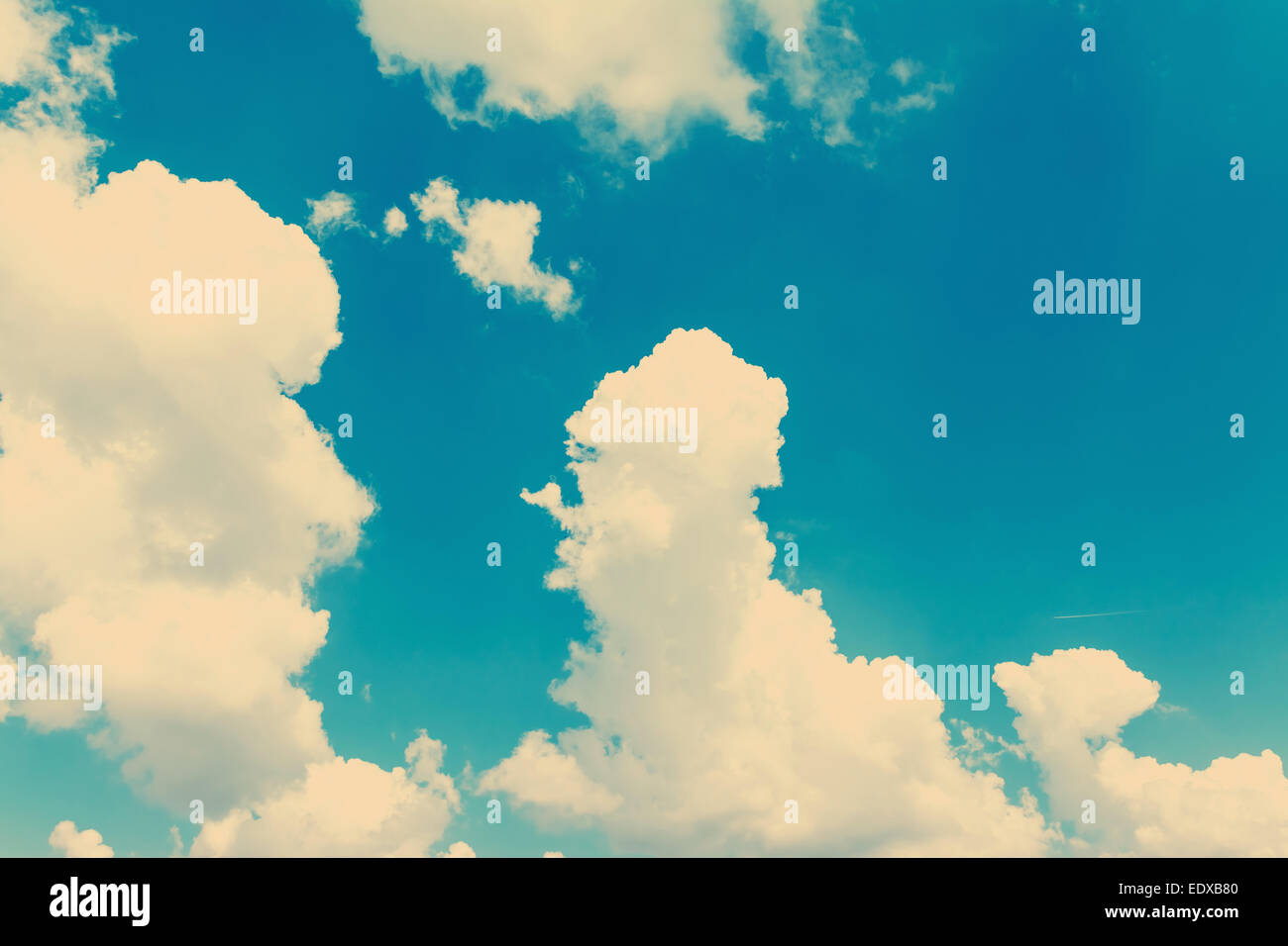Retro Photo Of Summer Blue Sky With Cumulus White Clouds Stock Photo ...