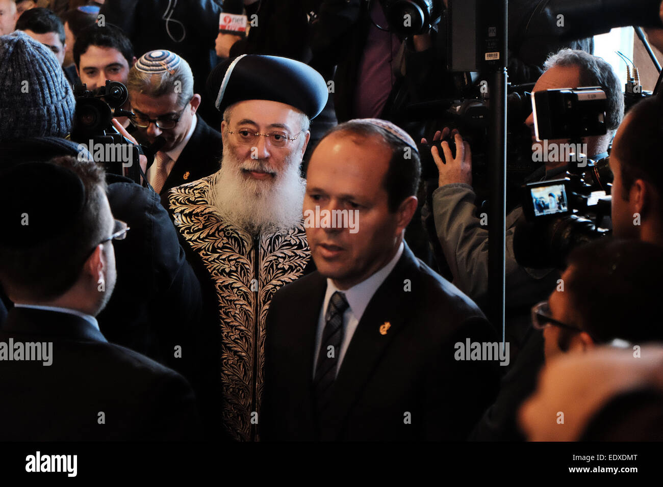 Israel. 11th Jan, 2015. Jerusalem Mayor NIR BARKAT and Rabbi SHLOMO ...