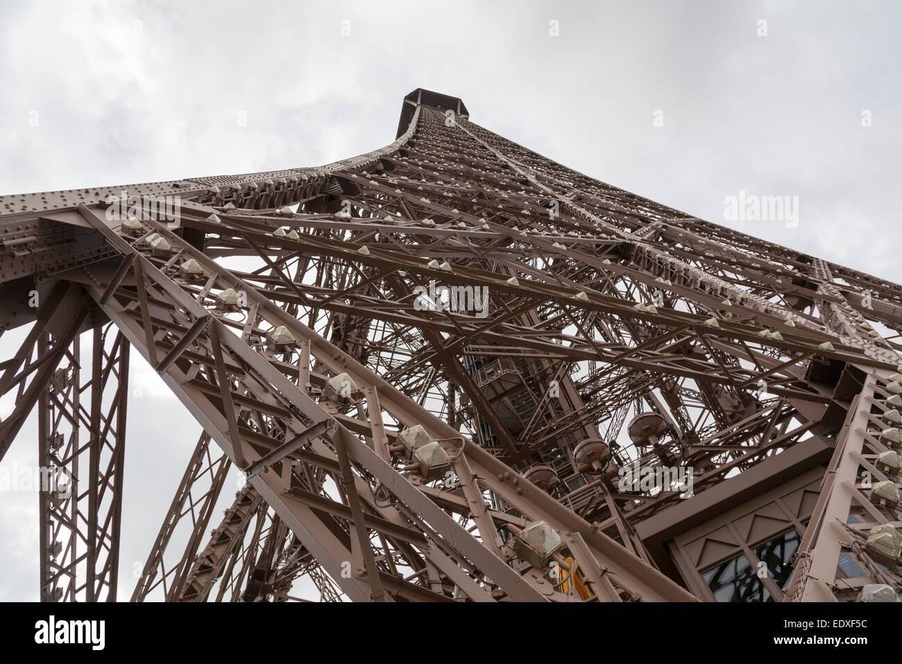 France, Paris, closeup of the Eiffel tower structure. Stock Photo