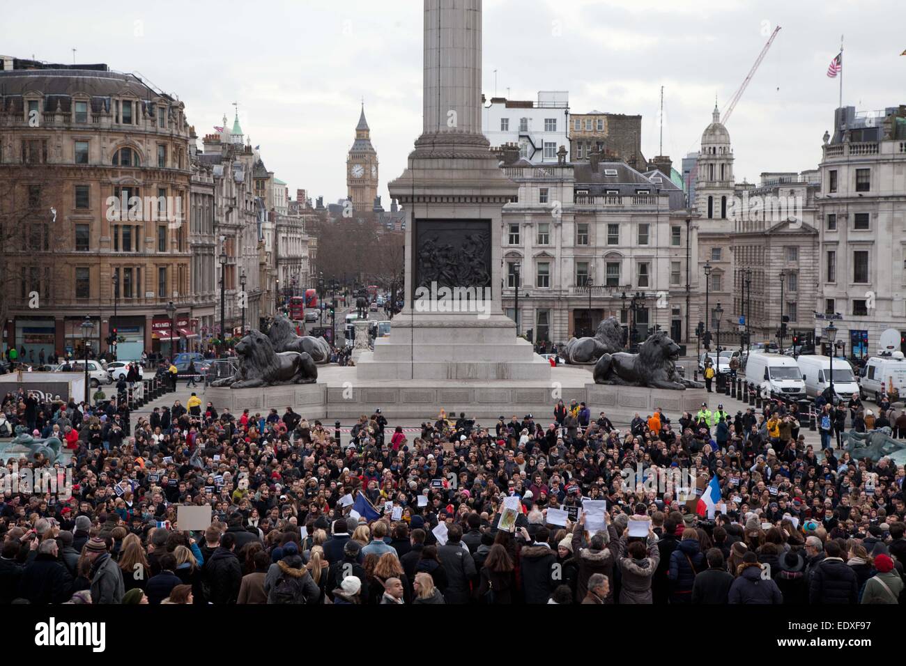 London, UK. 11th January 2015. Hundreds join the French ambassador, Sylvie Bermann, at Unity Rally to remember the victims of the attacks in Paris. Credit:  nelson pereira/Alamy Live News Stock Photo
