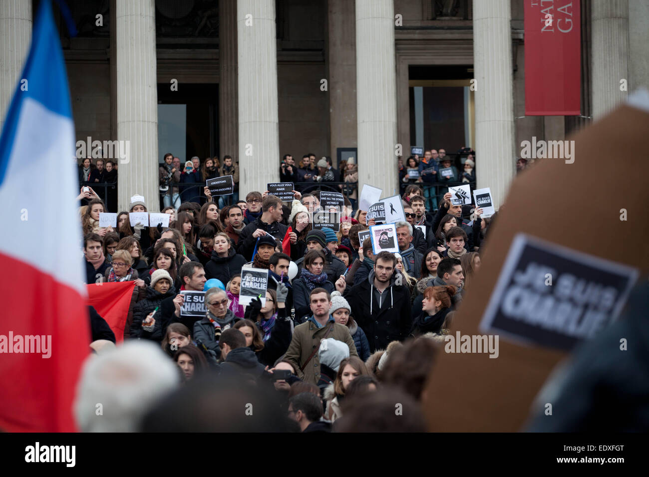 London, UK. 11th January 2015. Hundreds join the French ambassador, Sylvie Bermann, at Unity Rally to remember the victims of the attacks in Paris. Credit:  nelson pereira/Alamy Live News Stock Photo