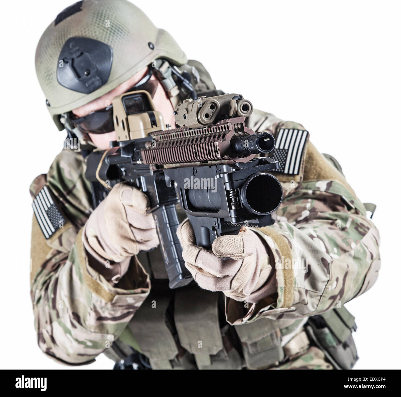 United States Army ranger with grenade launcher Stock Photo
