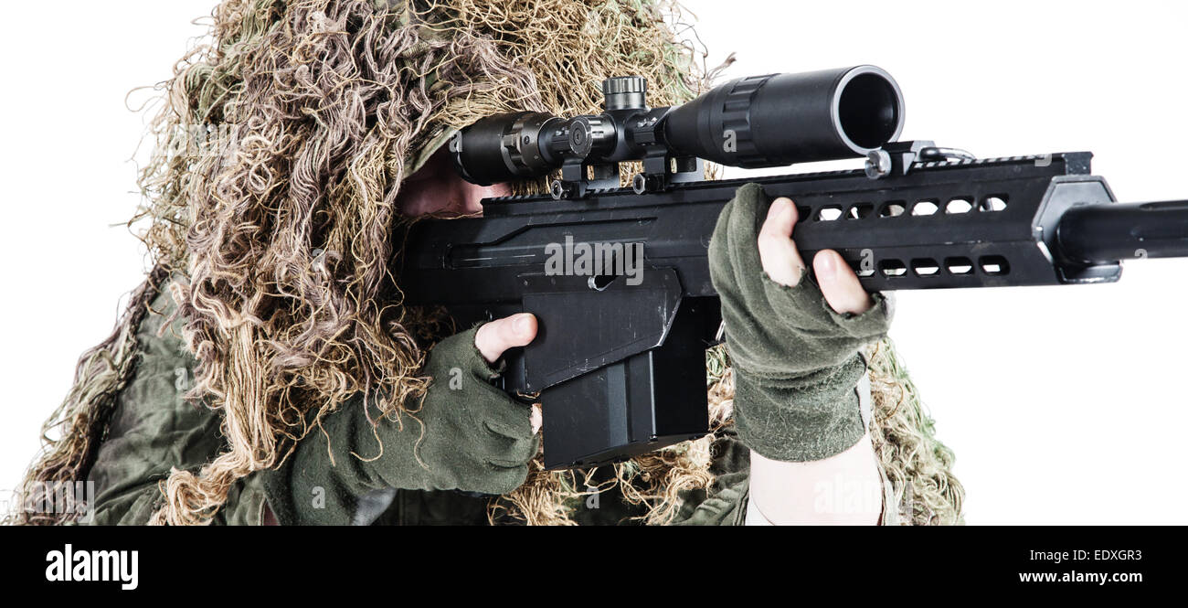 Sniper in Camouflaged Suit with Rifle Stock Image - Image of caucasian,  rifle: 69416251