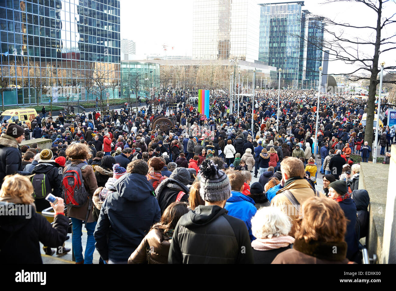 Brussels, Belgium. 11th Jan, 2015. The Brussels event against terrorism and support for freedom of expression after the attacks against the magazine Charlie hebdo Credit:  Bombaert Patrick/Alamy Live News Stock Photo
