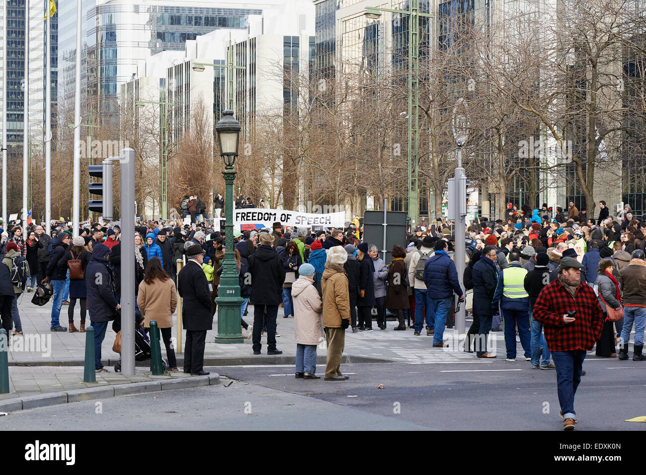 Brussels, Belgium. 11th Jan, 2015. The Brussels event against terrorism and support for freedom of expression after the attacks against the magazine Charlie hebdo Credit:  Bombaert Patrick/Alamy Live News Stock Photo