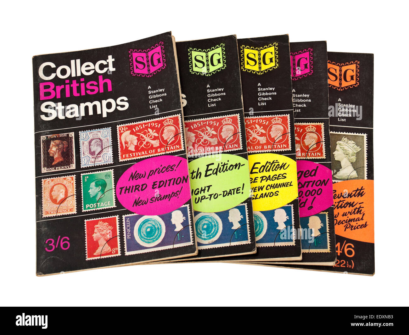 Selection of late 1960's Stanley Gibbons 'Collect British Stamps' catalogues Stock Photo