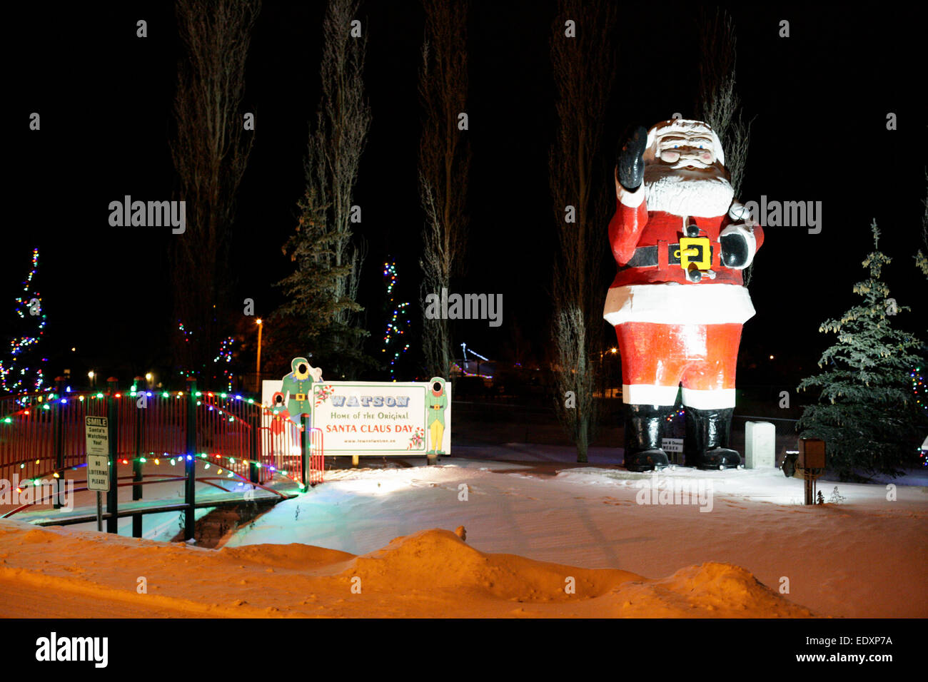 Large santa statue in the town of watson saskatchewan home to the