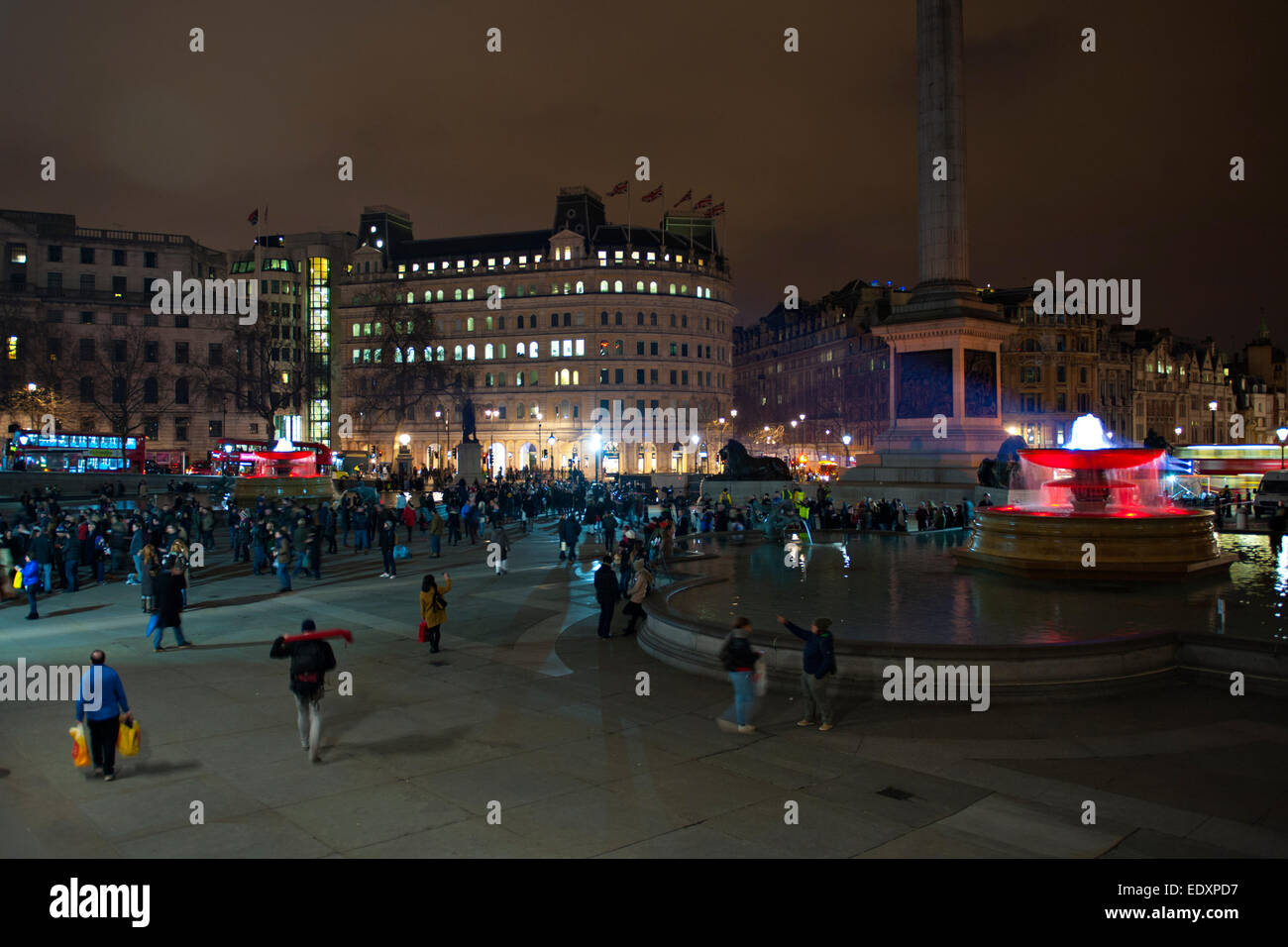 Trafalgar Square, London, UK. 11th January 2014. London rally in solidarity with France following the terrorist attacks in Paris Stock Photo