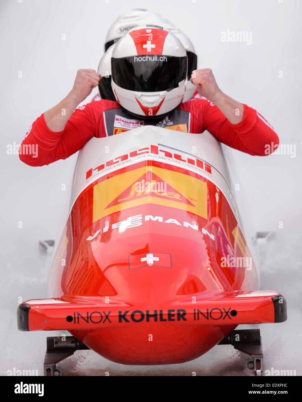 Altenberg, Germany. 11th Jan, 2015. Rico Peter (front) Bror van der